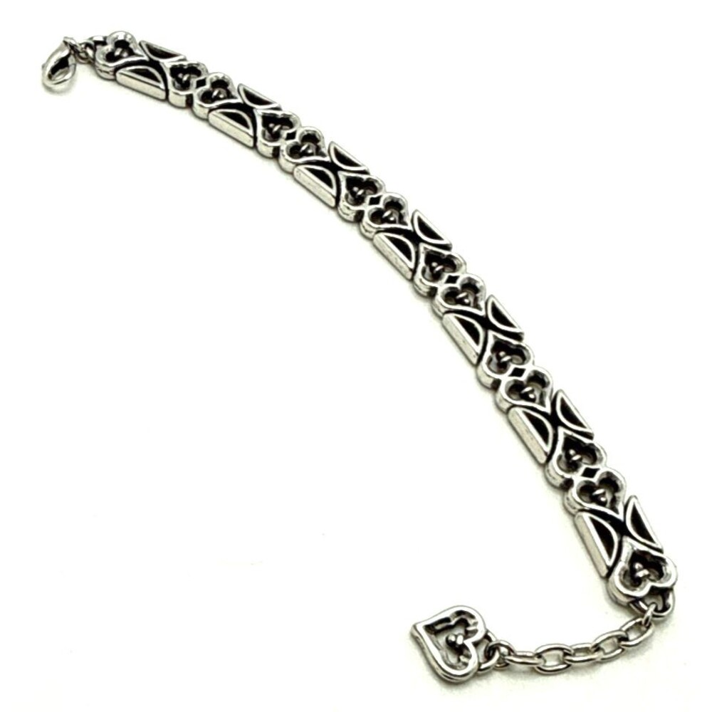 Ornate Heart Silver Plated Link Statement 7.5" to 8.5"
